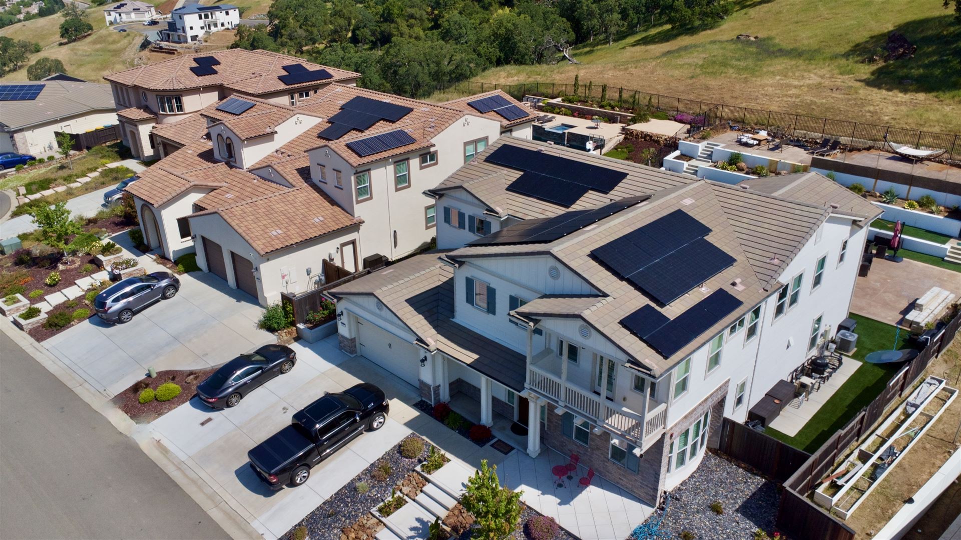 Residential solar installations across a Northern California neighborhood